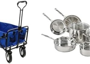 Mac Sports Heavy Duty Steel Frame Collapsible Folding Cart for Outdoor Use | 150 Pound Capacity | Ideal for Beach, Campi