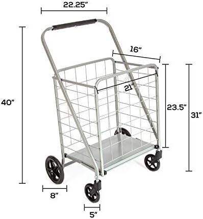 MacSports Heavy Duty Rolling Cart | 250 lbs Capacity | Foldable Design for Indoor Use | Ideal for Storage & Organization