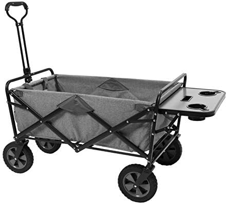 Mac Sports Collapsible Folding Outdoor Utility Wagon - Lightweight Utility Wagon with Side Table for Camping, Gardening