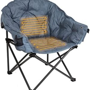 MacSports Heated Cushion Folding Lounge Chair | Outdoor Patio & Camping Use | Comfortable & Portable Design | Teal Color