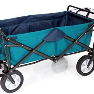 MacSports Heavy Duty Outdoor Folding Cart - Collapsible Utility Wagon for All Terrain & Beach Use with Adjustable Rollin