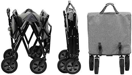 Mac Sports Collapsible Folding Outdoor Utility Wagon - Lightweight Utility Wagon with Side Table for Camping, Gardening