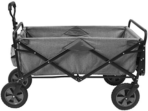 Mac Sports Collapsible Folding Outdoor Utility Wagon - Lightweight Utility Wagon with Side Table for Camping, Gardening