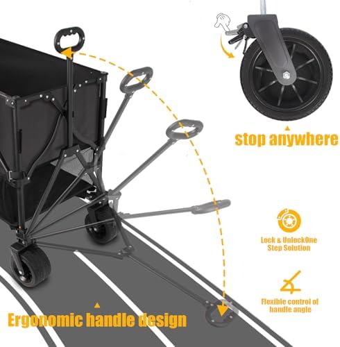 "Double Decker Wagon Heavy Duty Collapsible Utility Cart for Beach & Camping - 600LBS Capacity, Durable Steel Frame, Fol
