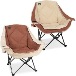 Northroad Oversized Camping Chair - Padded Folding Lawn Chair with Cup Holder - Heavy-Duty 300-lbs Capacity for Beach, H