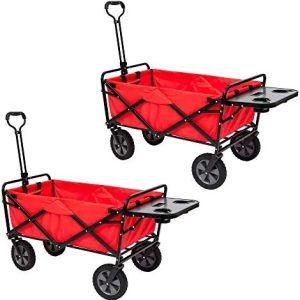 Mac Sports Collapsible Folding Outdoor Utility Wagon Cart w/Table for Family Picnics & Outdoor Events - Easy Storage, Du
