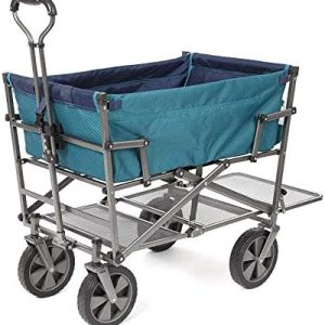 MacSports Double Decker Heavy Duty Foldable Outdoor Wagon for Camping Gear, Groceries - Portable Collapsible All Terrain