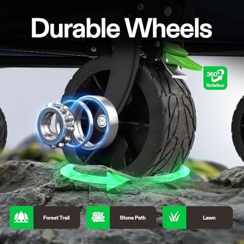 VIVOSUN Collapsible Folding Wagon | Outdoor Utility Cart with Silent All-Terrain Wide Wheels | Adjustable Handle | Perfe