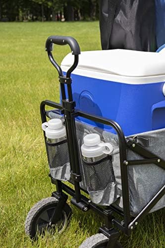 Mac Sports Collapsible Folding Outdoor Utility Wagon - Lightweight Utility Wagon with Side Table for Camping, Gardening