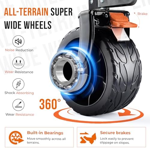 Overmont 45'' Heavy Duty Collapsible Utility Wagon - 440lbs Large Capacity Folding Cart with All-Terrain Wheels for Camp